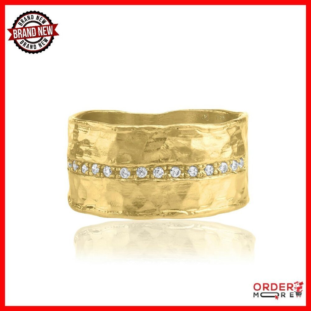 14K Gold Plated Sterling Silver CZ Ring Size 7 Vintage Band